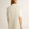 Giacca gilet da donna in misto lana color kaki