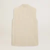Giacca gilet da donna in misto lana color kaki