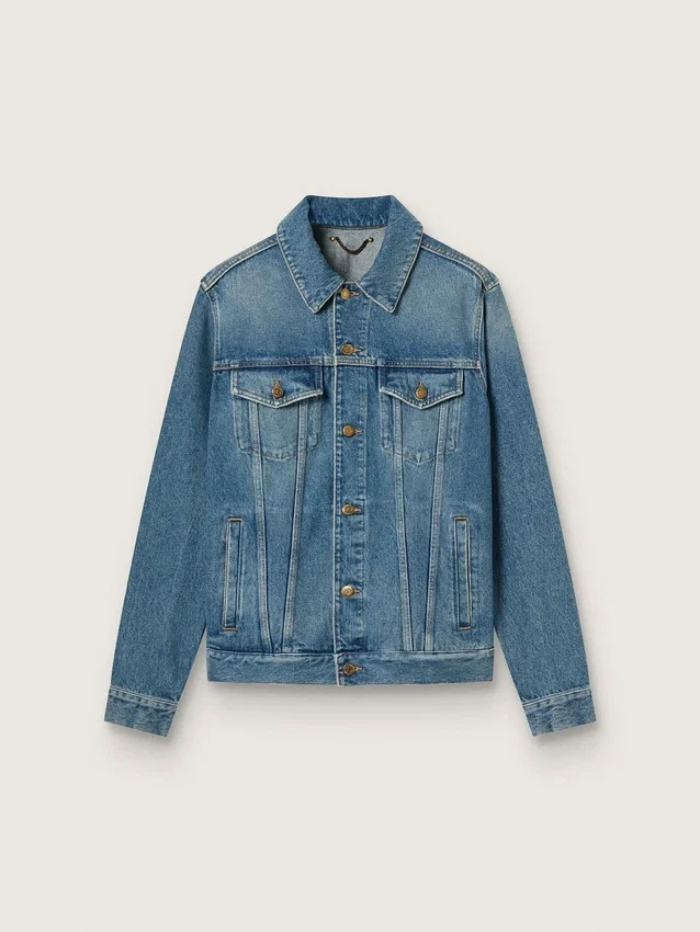 Giacca in denim da uomo con lavaggio medio