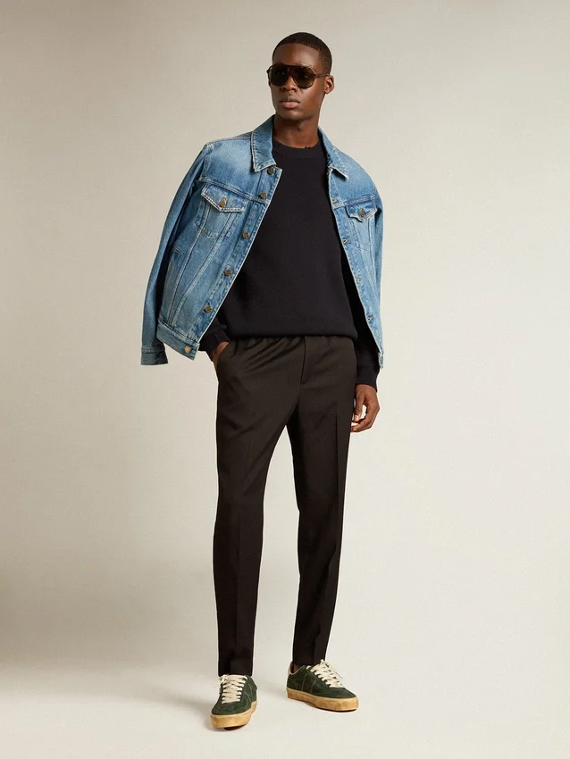 Giacca in denim da uomo con lavaggio medio