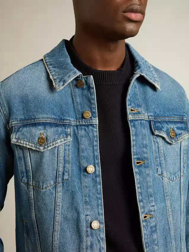 Giacca in denim da uomo con lavaggio medio