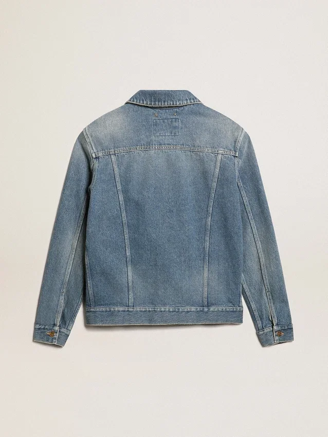 Giacca in denim da uomo con lavaggio medio