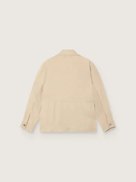 Giacca safari da donna in viscosa beige a micro-chevron