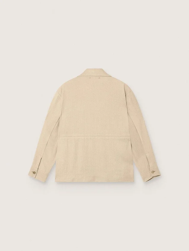 Giacca safari da donna in viscosa beige a micro-chevron