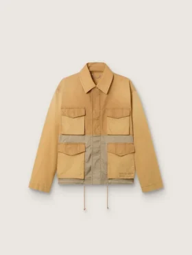 Giacca safari unisex in cotone beige e verde militare con tasche maxi
