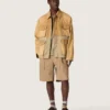 Giacca safari unisex in cotone beige e verde militare con tasche maxi