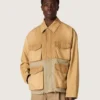 Giacca safari unisex in cotone beige e verde militare con tasche maxi