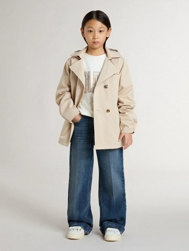Giacca trench da bambino con gilet interno rimovibile