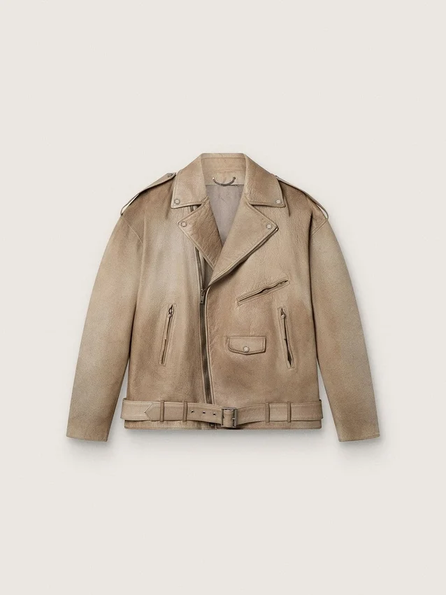 Giacca unisex in pelle trattata e tinta a mano