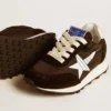 Giacca Young Marathon in nylon nero con stella stampata e linguetta in pelle sul tallone