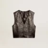 Gilet da donna in pelle nera con borchie effetto sfumato