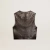 Gilet da donna in pelle nera con borchie effetto sfumato