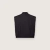Gilet da uomo in twill di cotone blu scuro con cerniera ed etichetta con stampa a bandiera