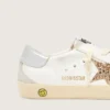 Giovane Super-Star con stella glitterata dorata e linguetta sul tallone in pelle metallizzata argento
