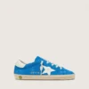 Giovane Super-Star in pelle scamosciata blu brillante con stella in pelle bianca