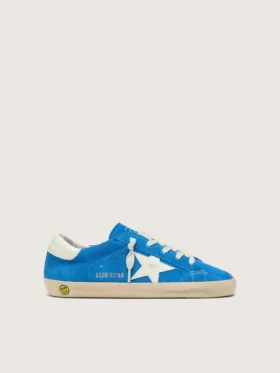Junior Super-Star in pelle scamosciata blu brillante con stella in pelle bianca