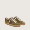 Giovane Super-Star in pelle scamosciata verde militare con stella in pelle bordeaux e linguetta sul tallone