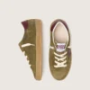 Giovane Super-Star in pelle scamosciata verde militare con stella in pelle bordeaux e linguetta sul tallone