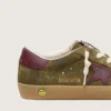 Giovane Super-Star in pelle scamosciata verde militare con stella in pelle bordeaux e linguetta sul tallone