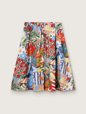 Gonna da donna in cotone con stampa multicolore