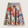 Gonna da donna in cotone con stampa multicolore