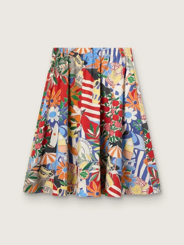 Gonna da donna in cotone con stampa multicolore