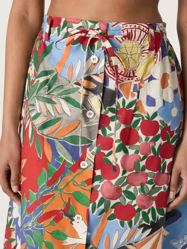 Gonna da donna in cotone con stampa multicolore