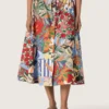 Gonna da donna in cotone con stampa multicolore