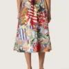 Gonna da donna in cotone con stampa multicolore