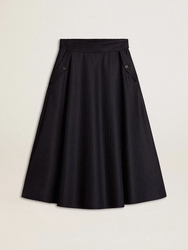 Gonna da donna in lana blu notte