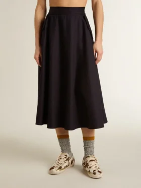 Gonna da donna in lana blu notte