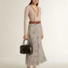 Gonna lunga a pieghe da donna con stampa floreale multicolore in paillettes
