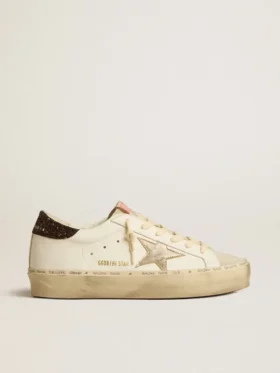 Hi Star con stella in pelle metallizzata platino e linguetta sul tallone glitterata