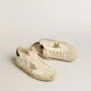 Hi Star con stella in pelle metallizzata platino e linguetta sul tallone glitterata