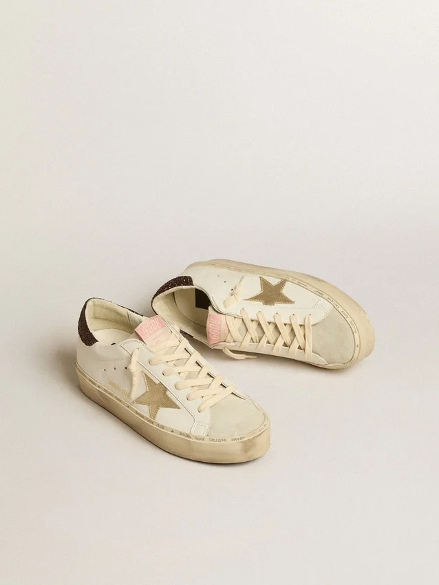 Hi Star con stella in pelle metallizzata platino e linguetta sul tallone glitterata