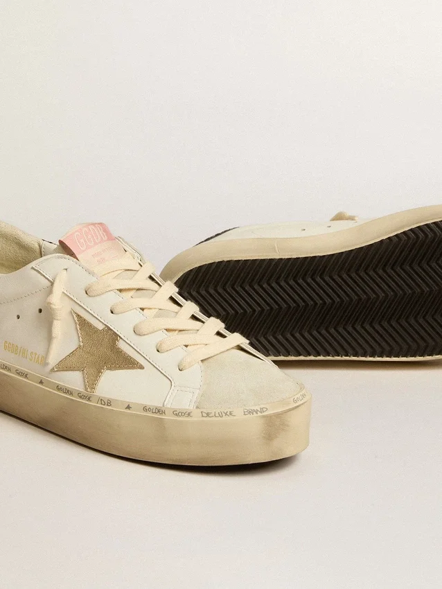 Hi Star con stella in pelle metallizzata platino e linguetta sul tallone glitterata