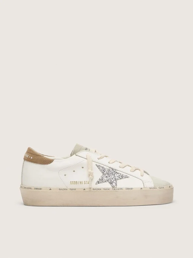 Hi Star da donna con stella glitterata argento e linguetta sul tallone in nabuk grigio tortora