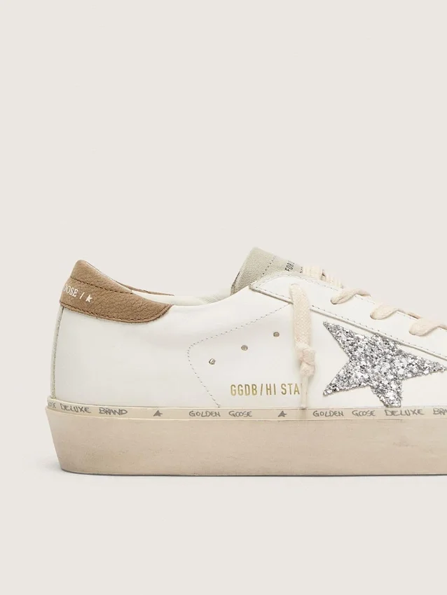 Hi Star da donna con stella glitterata argento e linguetta sul tallone in nabuk grigio tortora