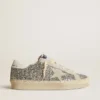 Hi Star da donna in glitter argento con stella in pelle scamosciata e linguetta sul tallone bianca