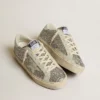 Hi Star da donna in glitter argento con stella in pelle scamosciata e linguetta sul tallone bianca