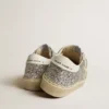 Hi Star da donna in glitter argento con stella in pelle scamosciata e linguetta sul tallone bianca