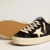 Hi Star da donna in pelle nera con linguetta sul tallone con glitter argento