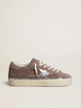 Hi Star da donna in pelle scamosciata con stella in pelle argentata e linguetta sul tallone in pelle