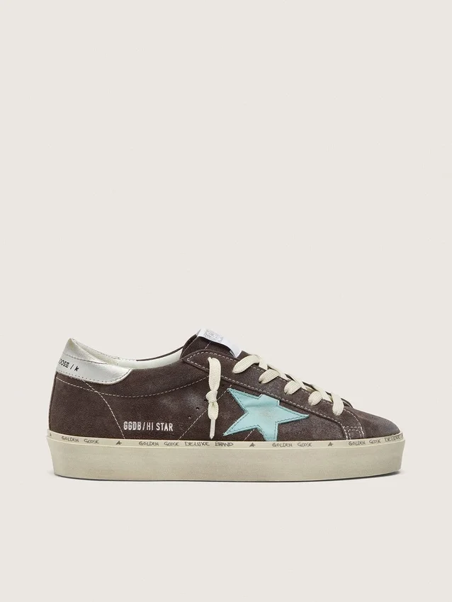 Hi Star da donna in pelle scamosciata grigio scuro con stella verde acqua