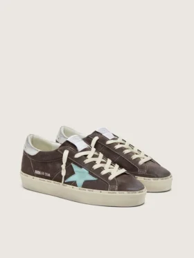 Hi Star da donna in pelle scamosciata grigio scuro con stella verde acqua
