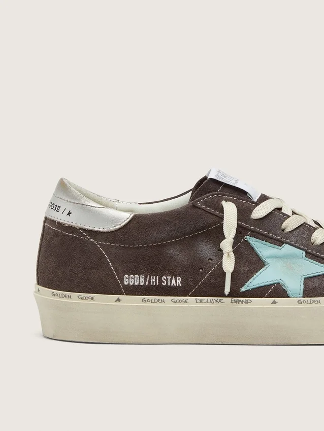 Hi Star da donna in pelle scamosciata grigio scuro con stella verde acqua