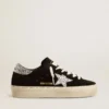 Hi Star da donna in pelle scamosciata nera con stella glitterata argento