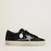 Hi Star da donna in pelle scamosciata nera con stella in cristallo Swarovski argento
