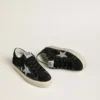 Hi Star da donna in pelle scamosciata nera con stella in cristallo Swarovski argento