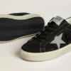 Hi Star da donna in pelle scamosciata nera con stella in cristallo Swarovski argento